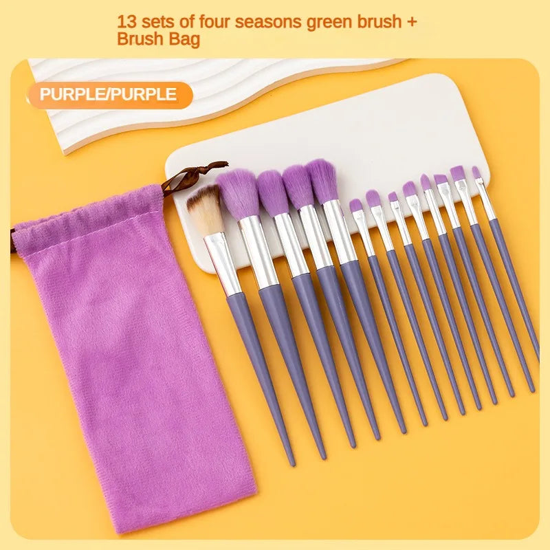 13 purple flower holly leaf makeup brush suit