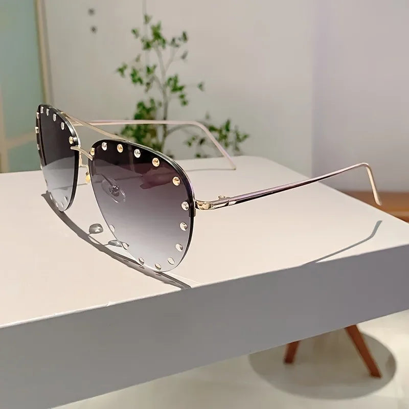 Rimless Luxury Colored Sunglasses - UV400