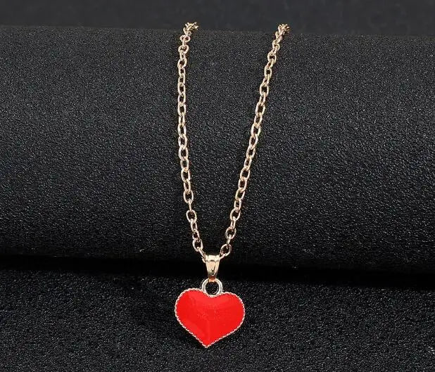 Golden Simple Chain Acrylic Heart Pendant Necklace