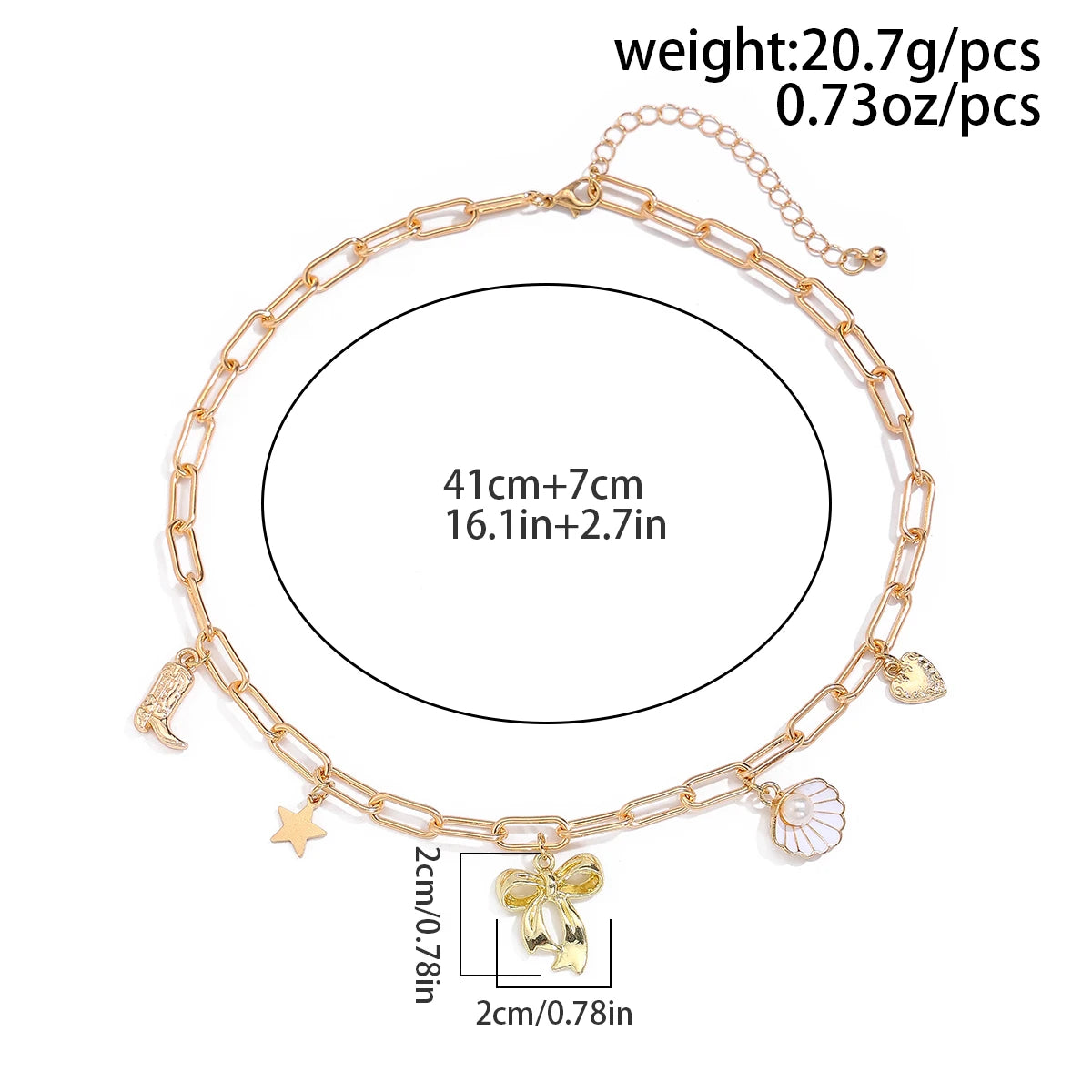 Star Love Heart Bowknot Pendant Necklace
