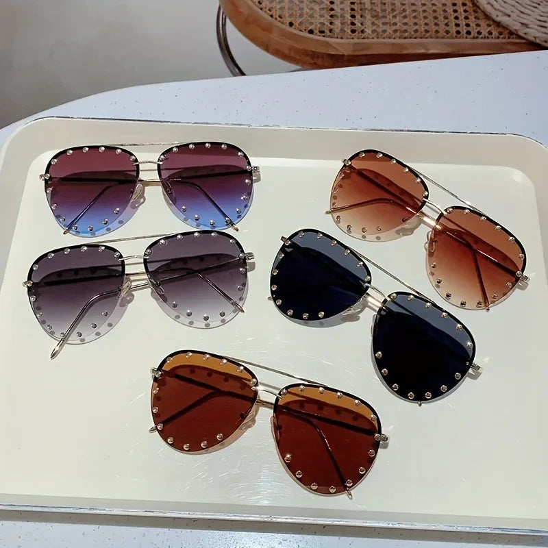 Rimless Luxury Colored Sunglasses - UV400