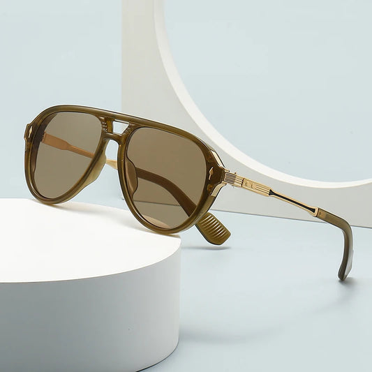 Aviator Double-Brorgon Square Frame Sunglasses