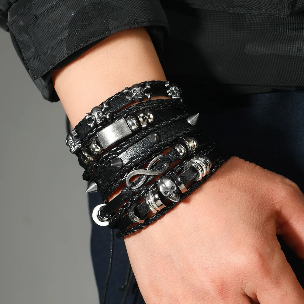 Adjustable Leather Set viking bracelet