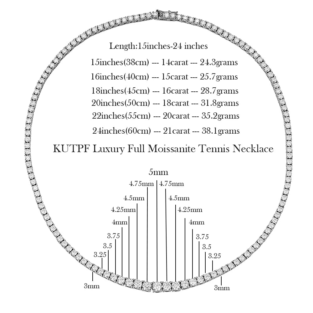 3-5mm Moissanite Diamond Necklace with Certificate 100% S925