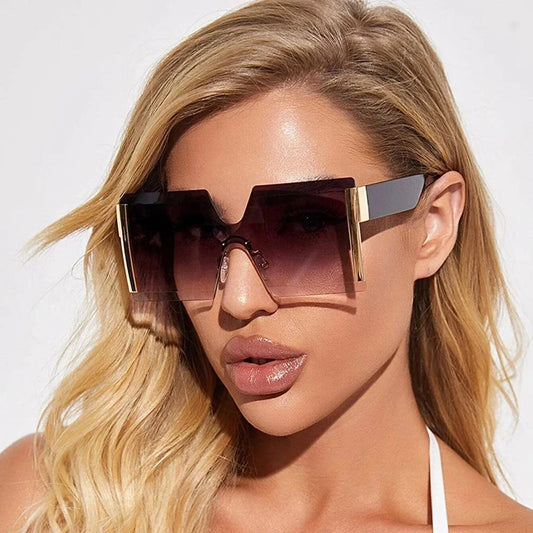 Fashion Oversized Square Rimless Sunglasses
