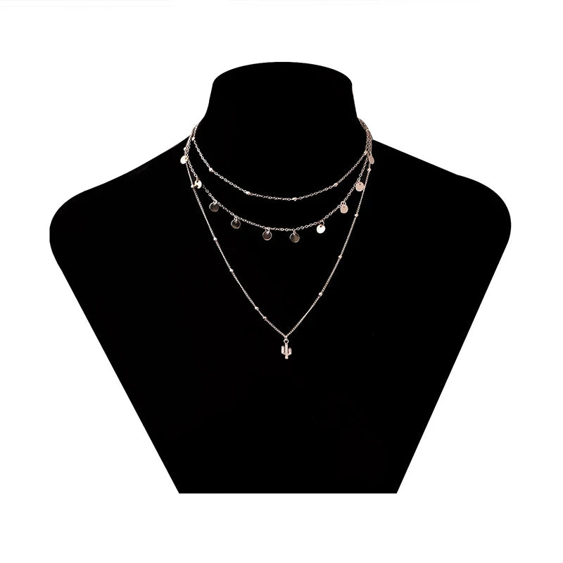 925 Sterling Silver Triple Layer Exquisite Necklace