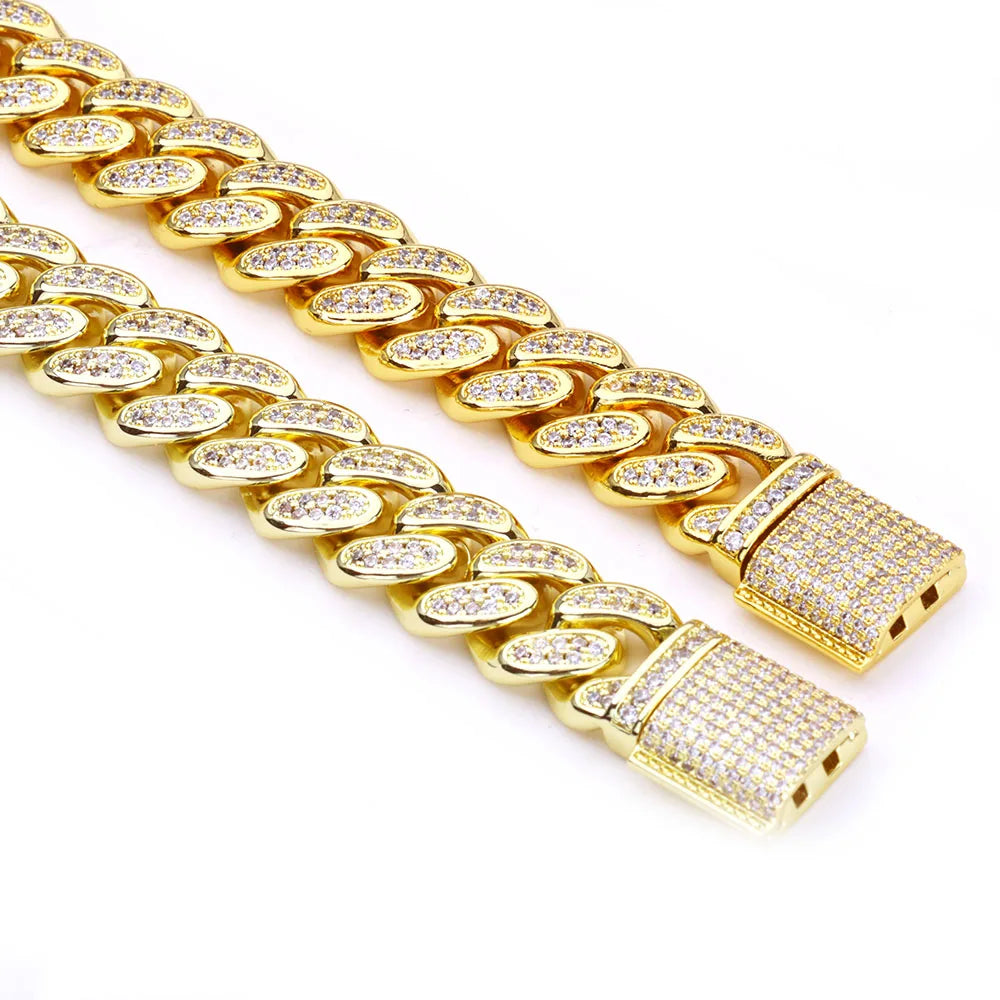 Hip Hop 14k Gold Plated Iced Cuban Chain
