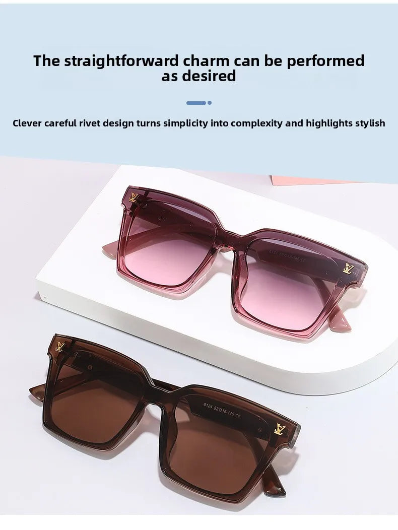 New Square Unisex Leather Sunglasses