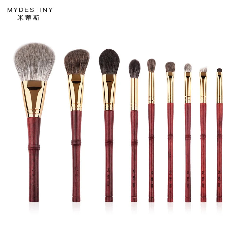 Luxury 9 pcs Professional Makeup Brush Set Rosewood High Grade
