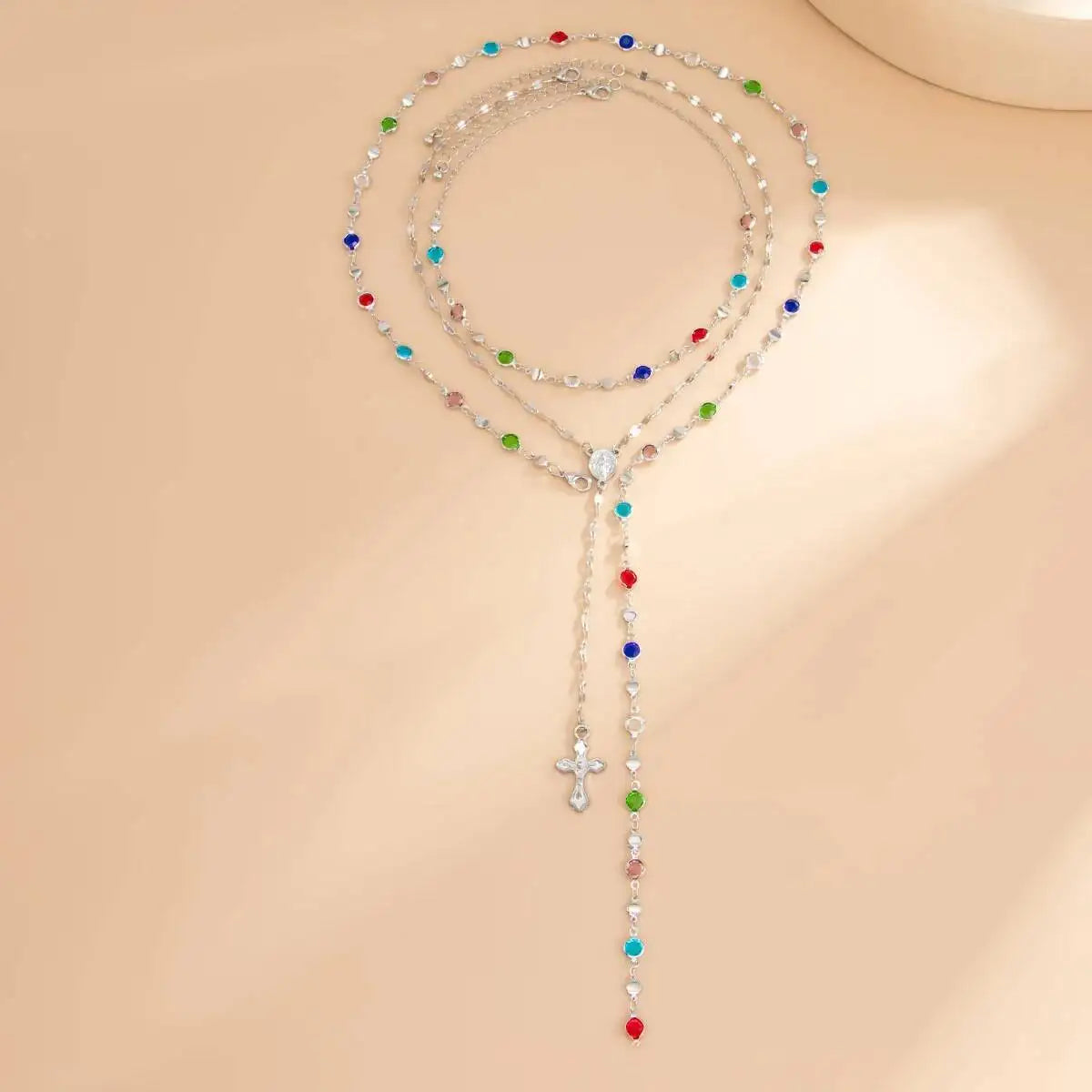 3Pcs/Set Crystal Tassel Necklace