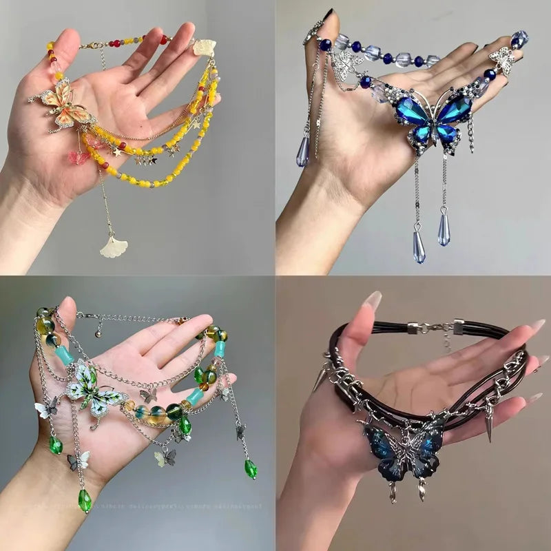 Butterfly Tassel Beaded Necklace