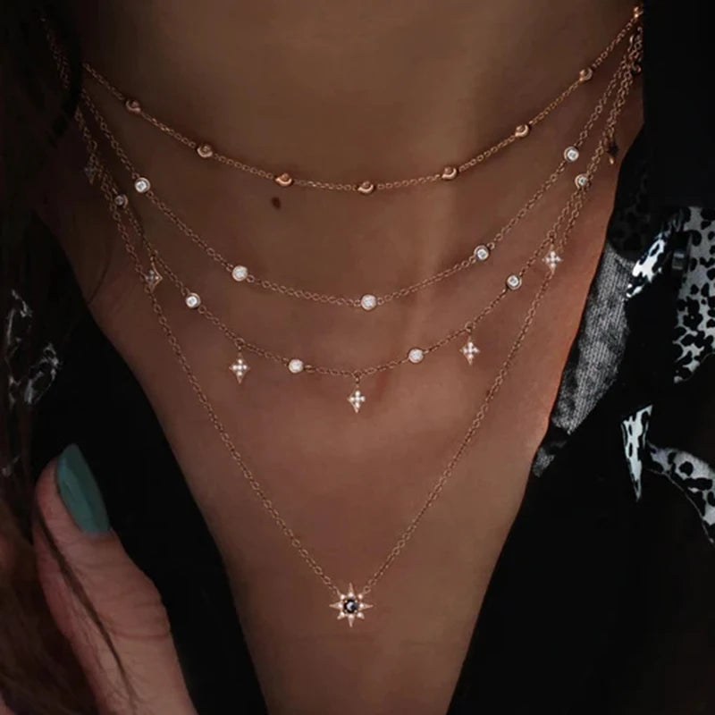 Multi-layer Crystal Pendant Necklace