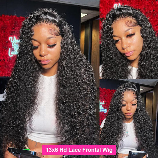 40Inch Deep Wave Frontal  Curly Human Hair