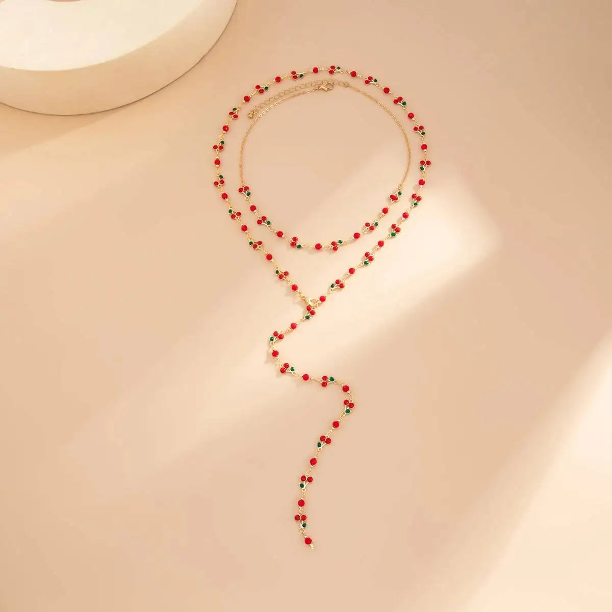 Romantic Cherry Long Chain Necklace
