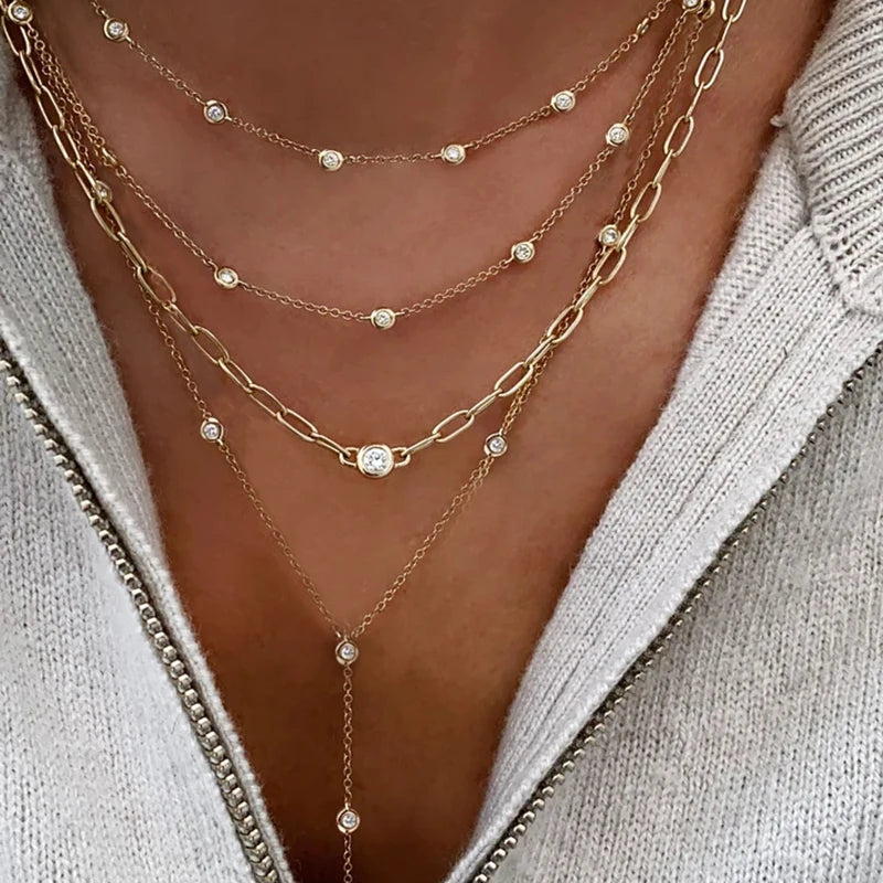 Multi-layer Crystal Pendant Necklace