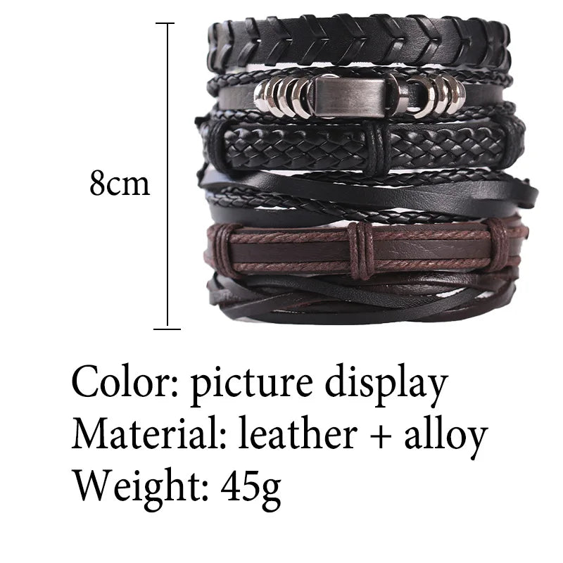 Adjustable Leather Set viking bracelet