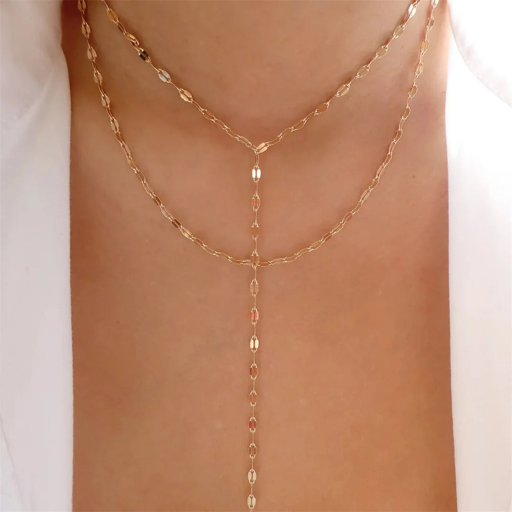 Pendant Pearl Necklace Gold Color Multi-layer