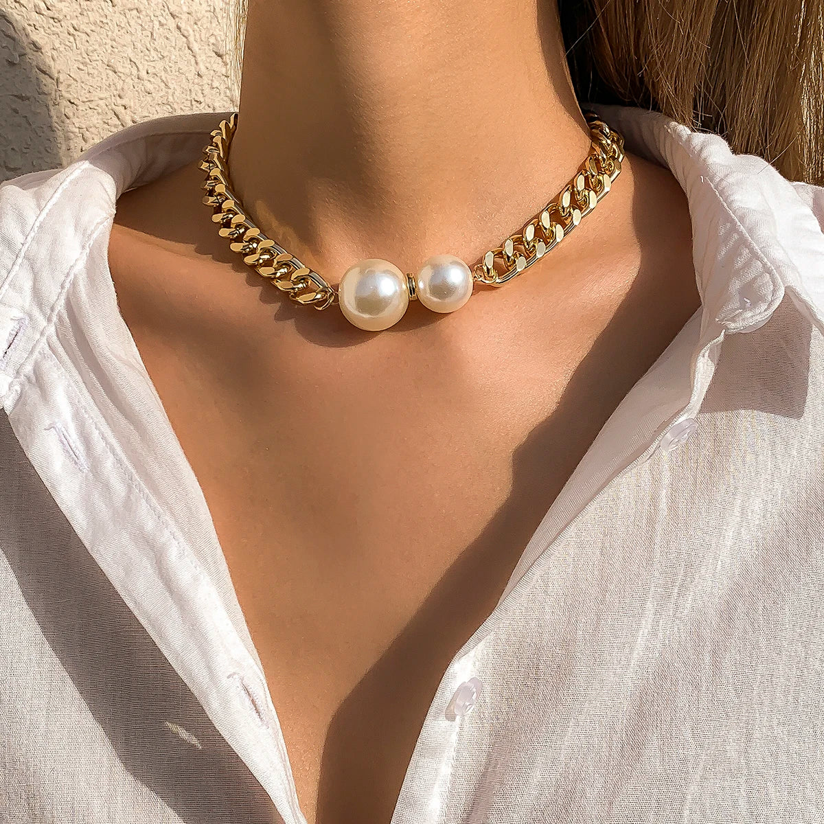 Imitation-Pearl Pendant Necklace