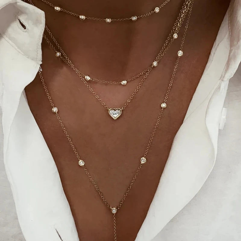 Multi-layer Crystal Pendant Necklace
