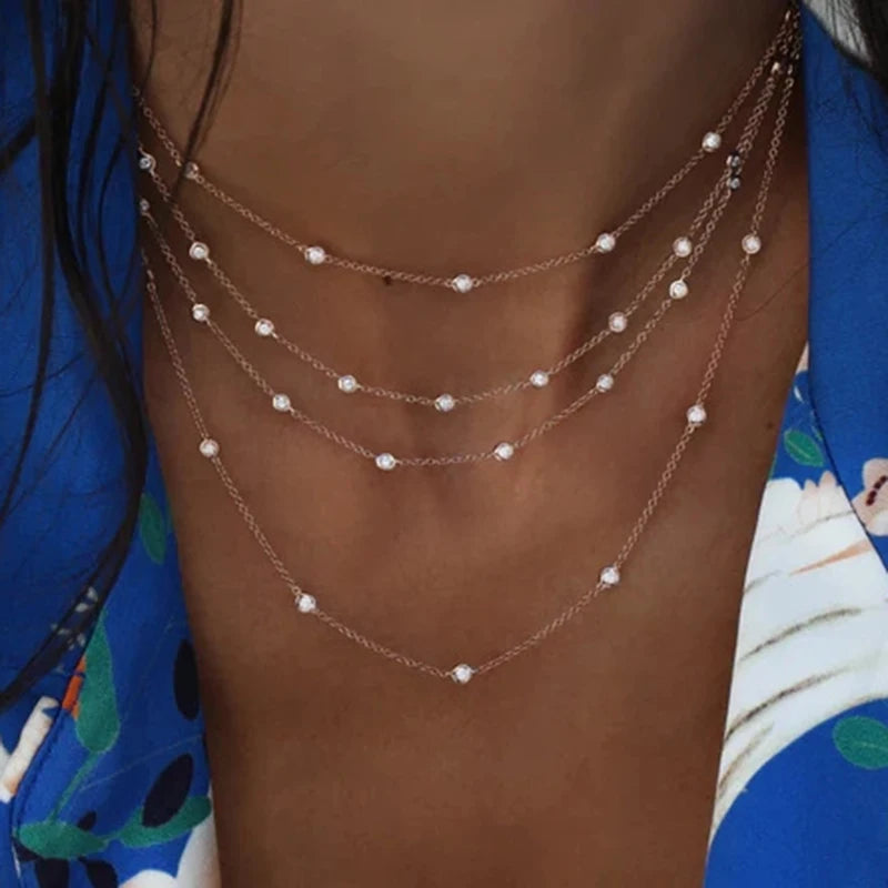 Multi-layer Crystal Pendant Necklace