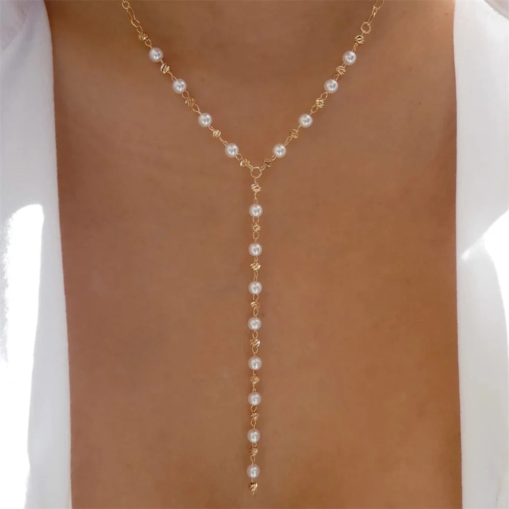 Pendant Pearl Necklace Gold Color Multi-layer
