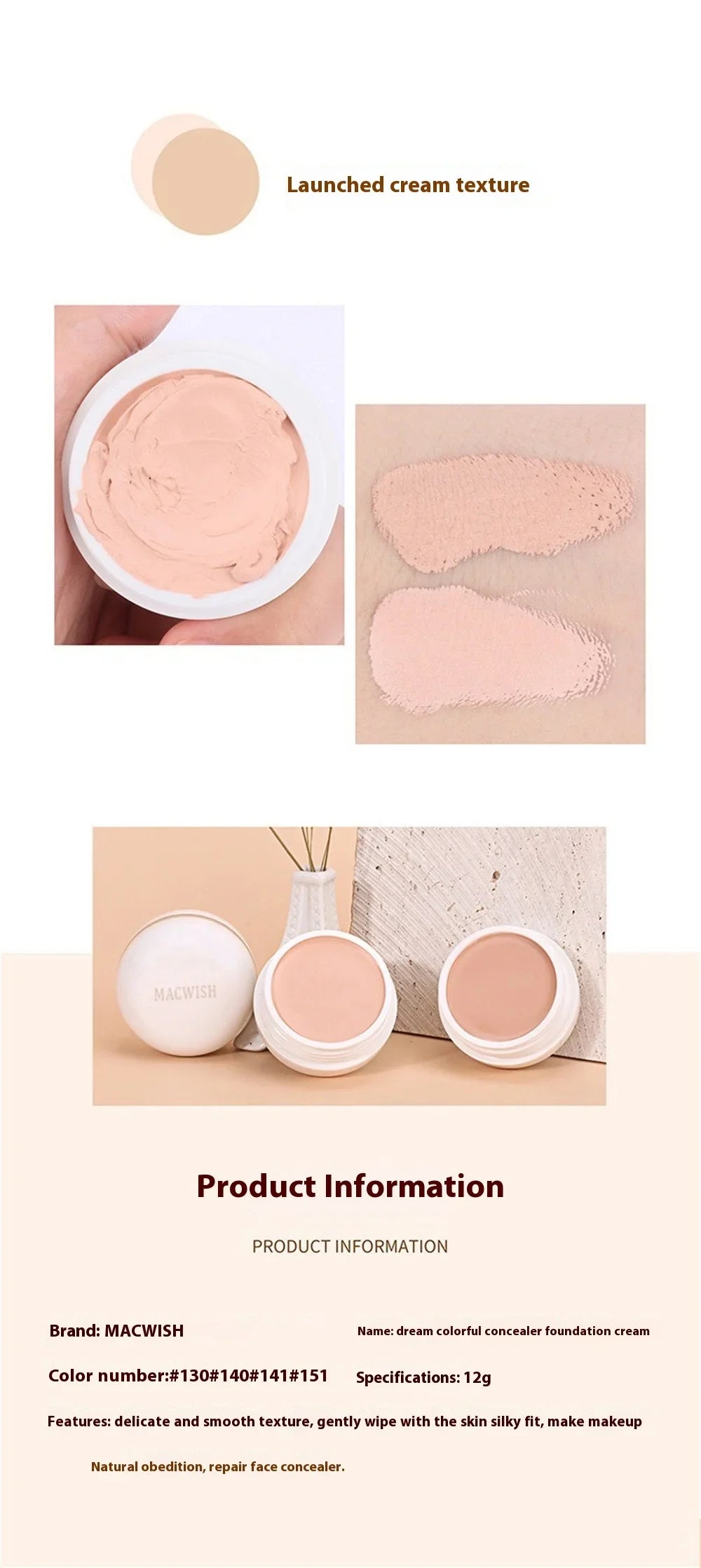 High Coverage Concealer | Lasting Waterproof Foundation | BB Cream |Cover Anti Dark Circle Freckle