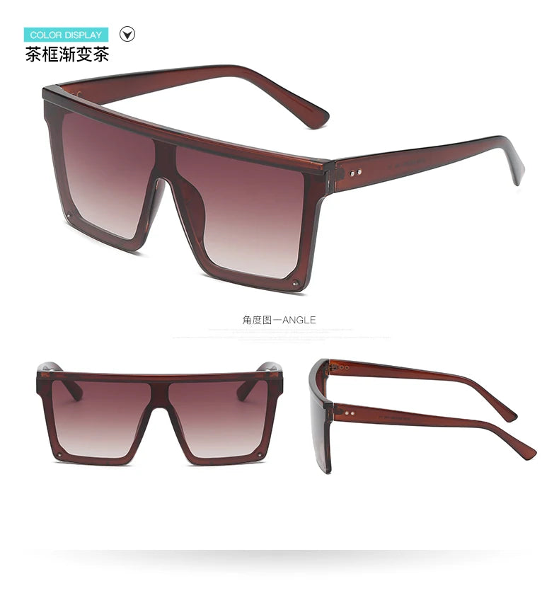 Oversized Flattop Square Sunglasses
