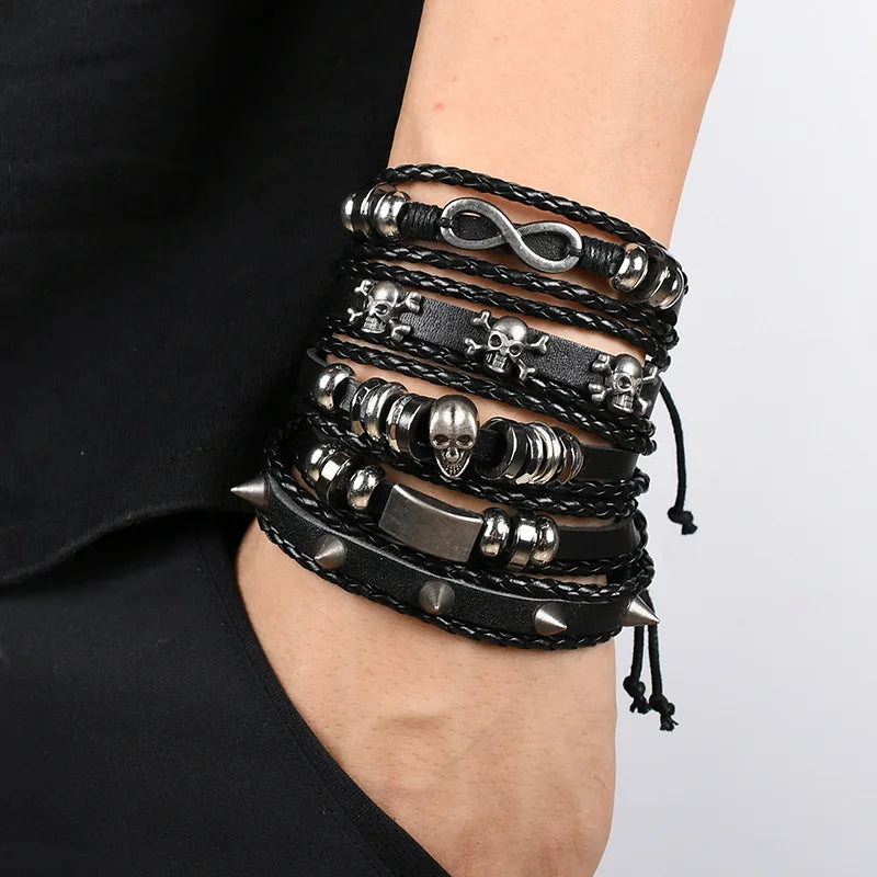 Adjustable Leather Set viking bracelet