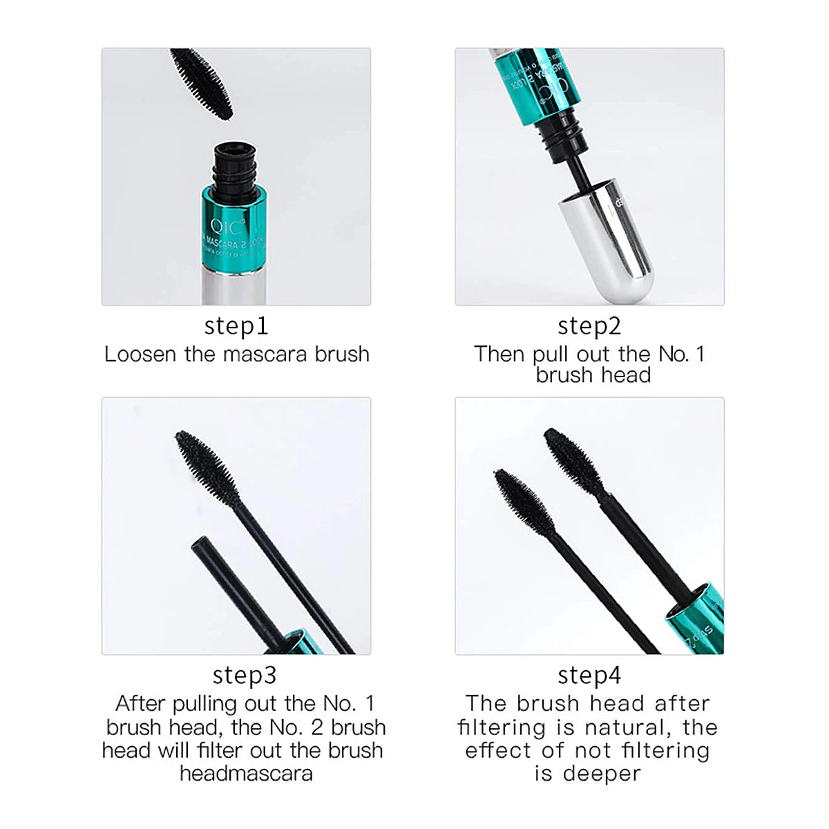 Double In-one Mascara Silk Fiber Waterproof | Thick Lengthening Eye Lashes