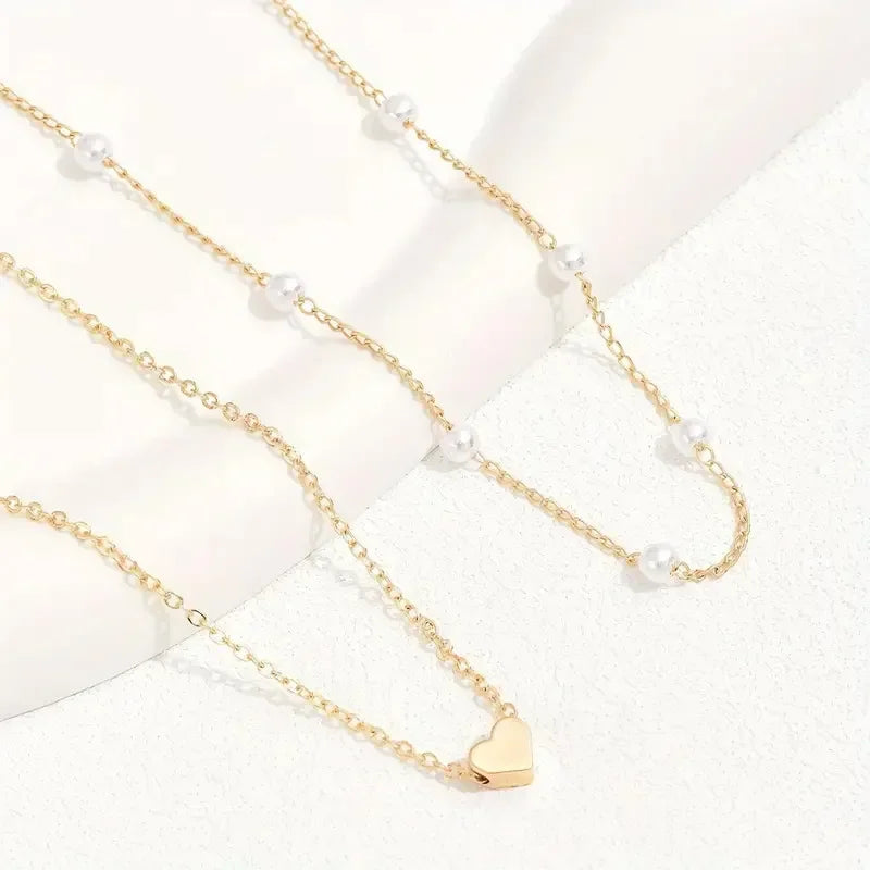 Heart Pendant Pearl Gold