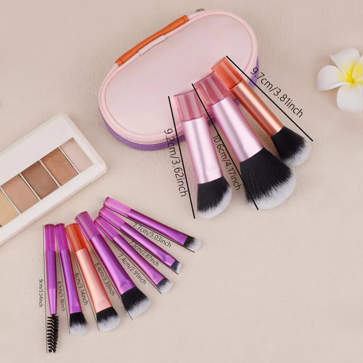 10-Piece Mini Makeup Brush Set, Available in Multiple Colors