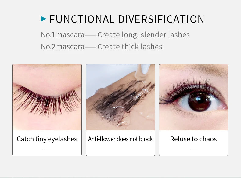Double In-one Mascara Silk Fiber Waterproof | Thick Lengthening Eye Lashes