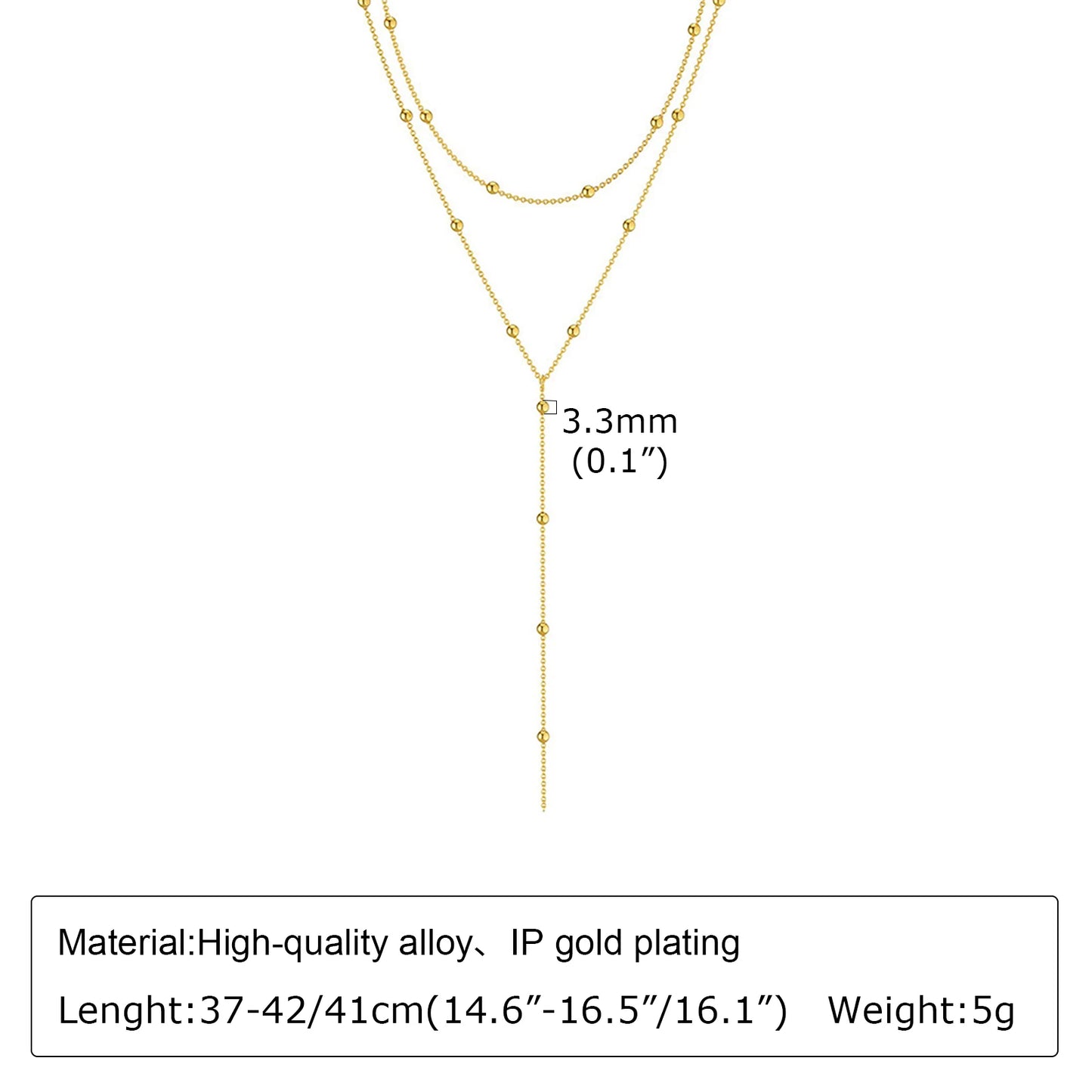 Gold Plated Lariat Necklace Double Layered