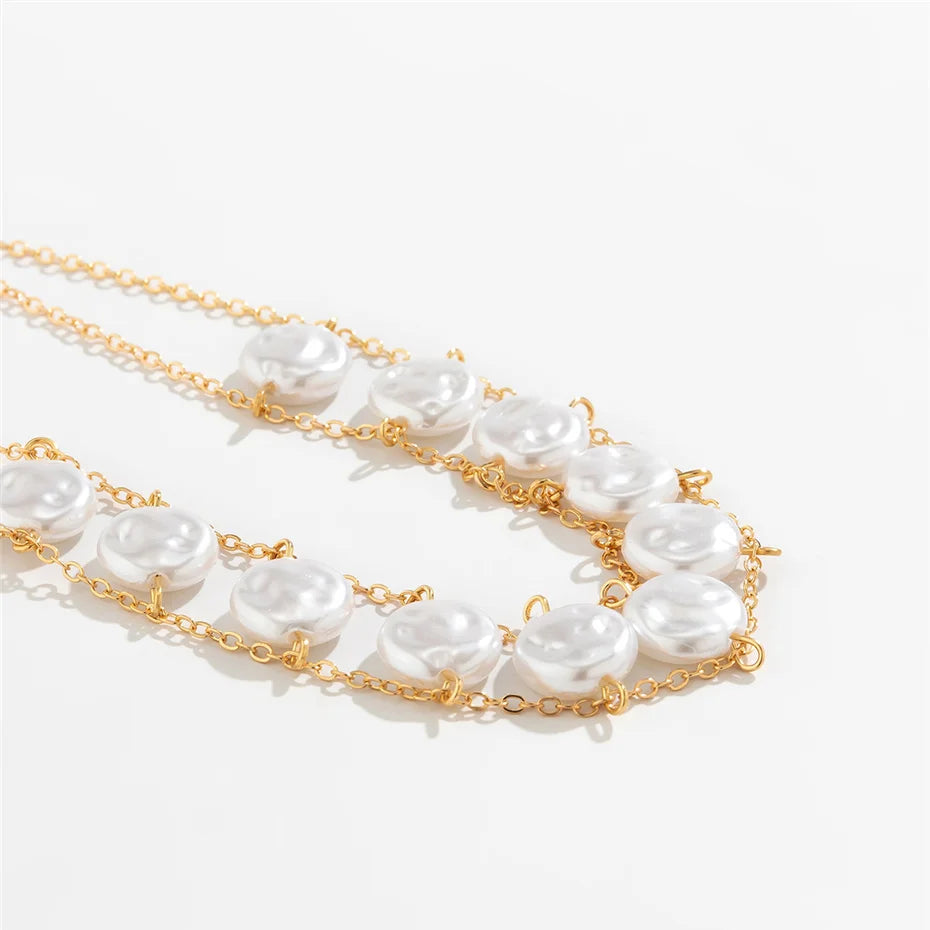 Pearl Chain Necklace and Bracelet Set