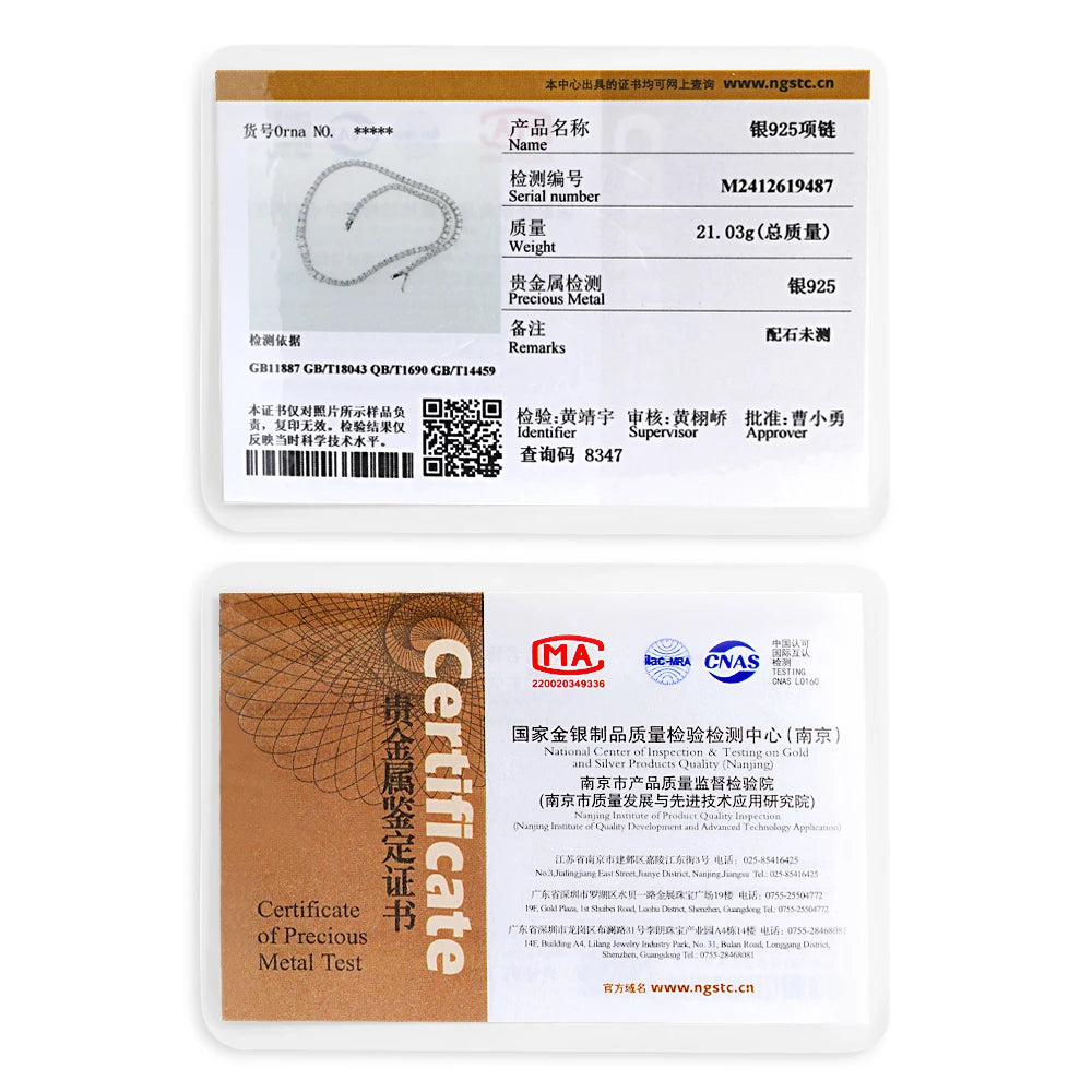 3-5mm Moissanite Diamond Necklace with Certificate 100% S925