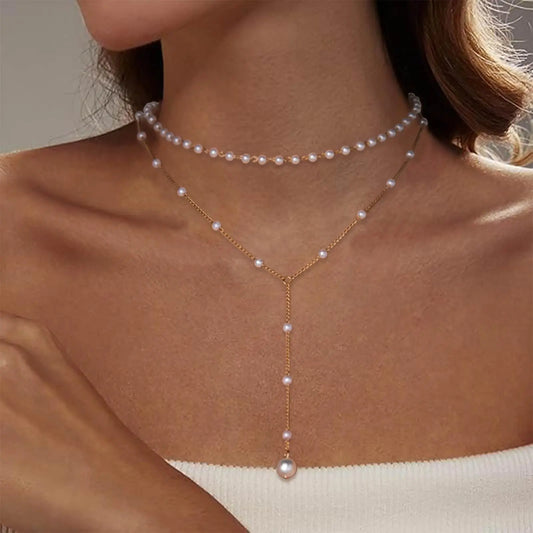 Vintage Pearl Y Lariat Necklace