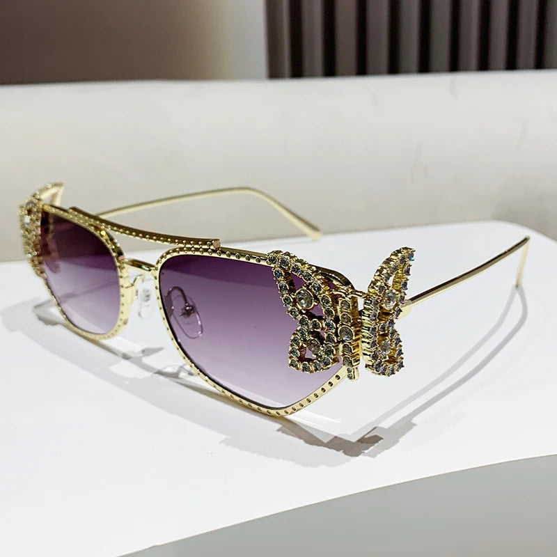 Butterfly diamond-encrusted sunglasses