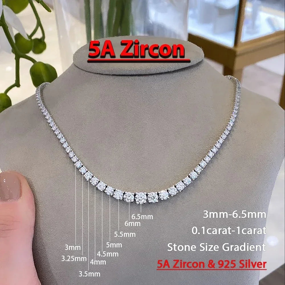 3-5mm Moissanite Diamond Necklace with Certificate 100% S925