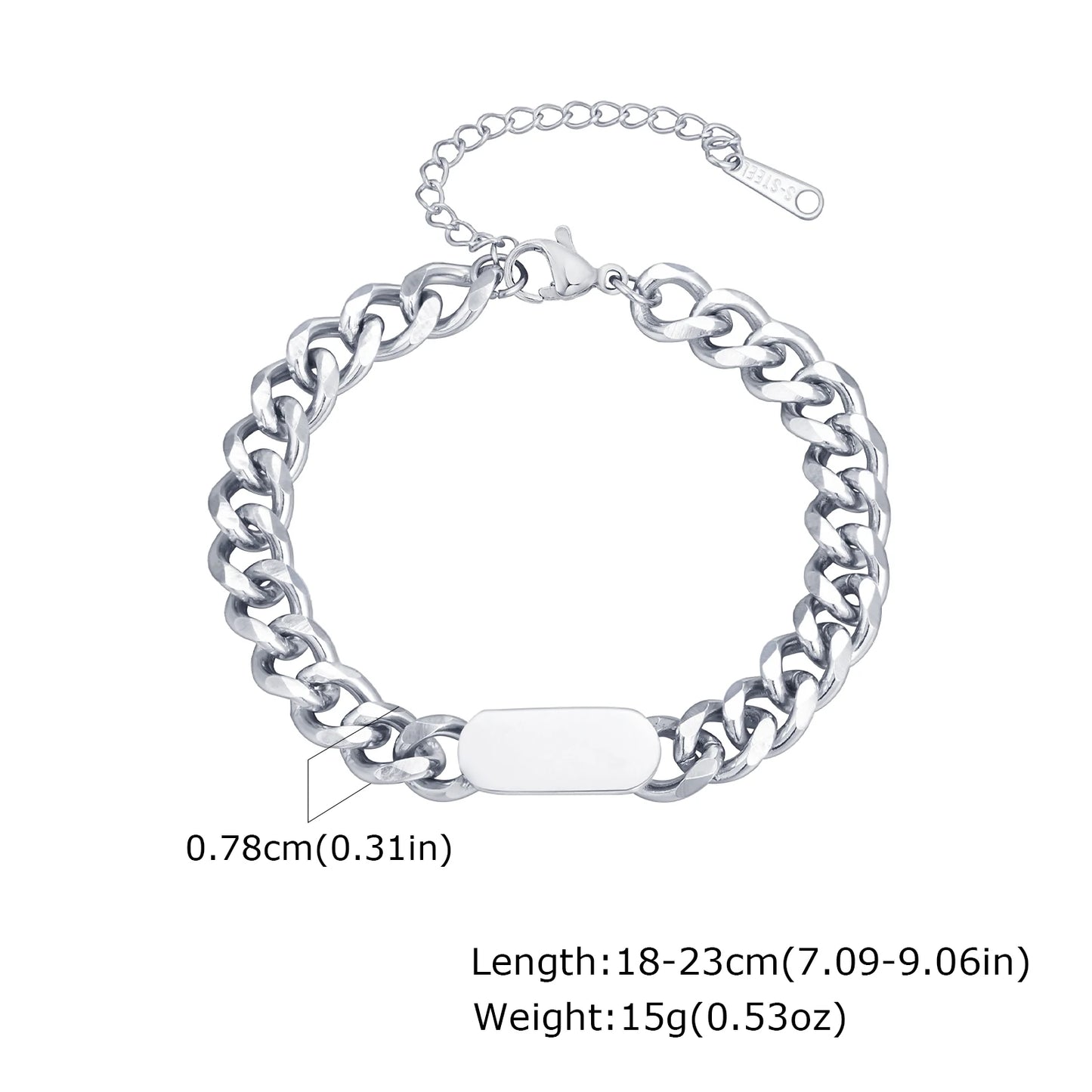 Adjustable Unisex Cuban Chain Bracelet