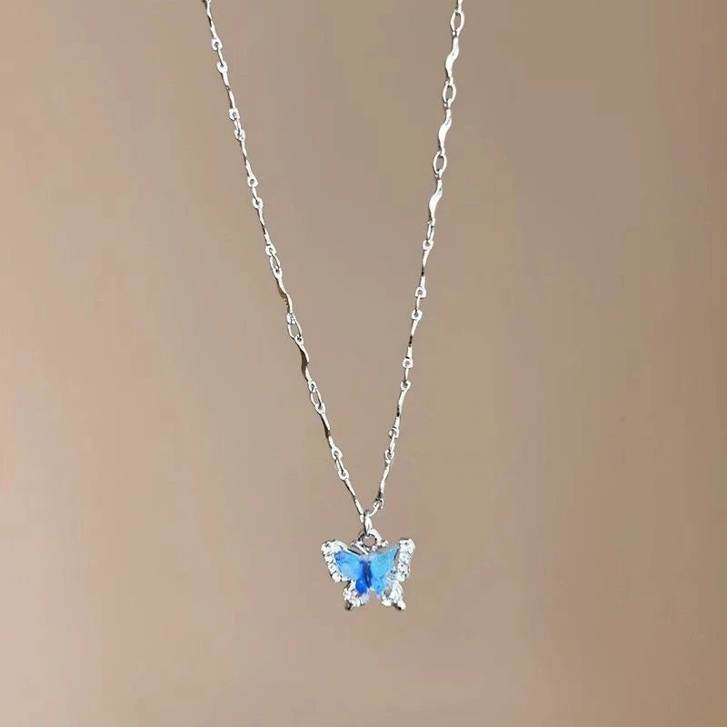 Romantic Blue Crystal Necklace Fine Jewelry