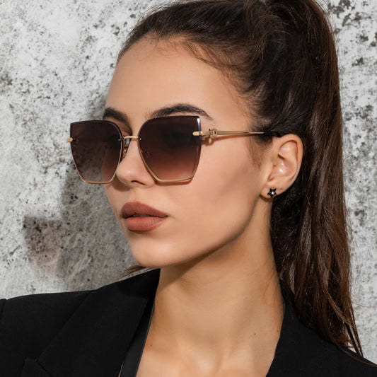 Cat Eye Rimless Gradient Sunglasses Shade