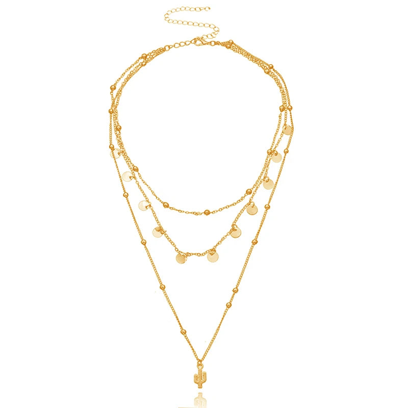 925 Sterling Silver Triple Layer Exquisite Necklace