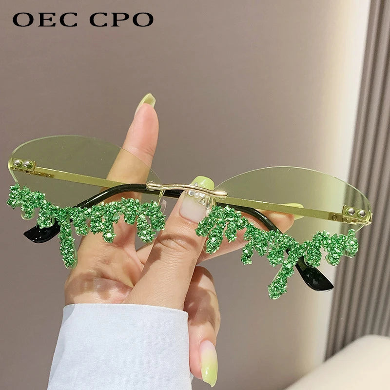 Diamond Rimless Rhinestone Tear Shaped