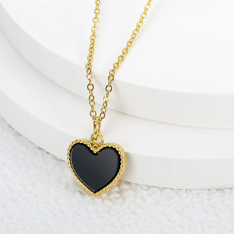 Golden Simple Chain Acrylic Heart Pendant Necklace