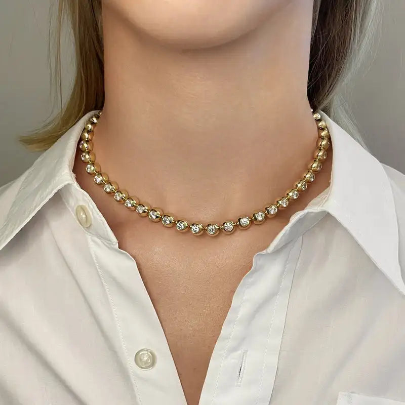 Tennis Chain Necklace Cubic Zirconia  | Gold and Platinum Plated