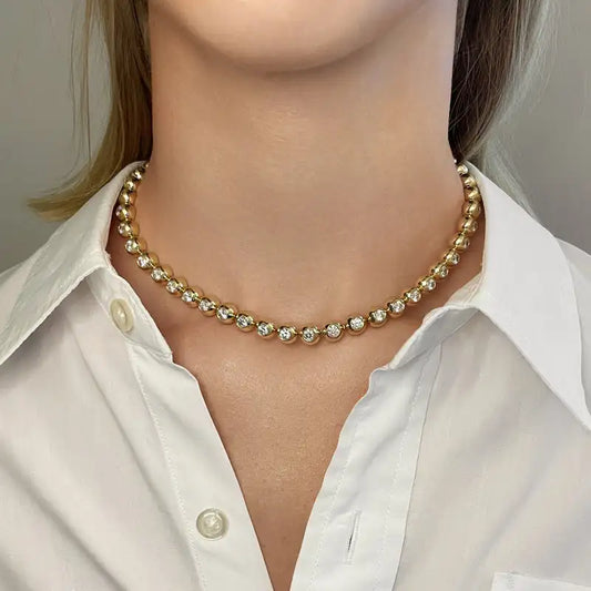 Tennis Chain Necklace Cubic Zirconia  | Gold and Platinum Plated