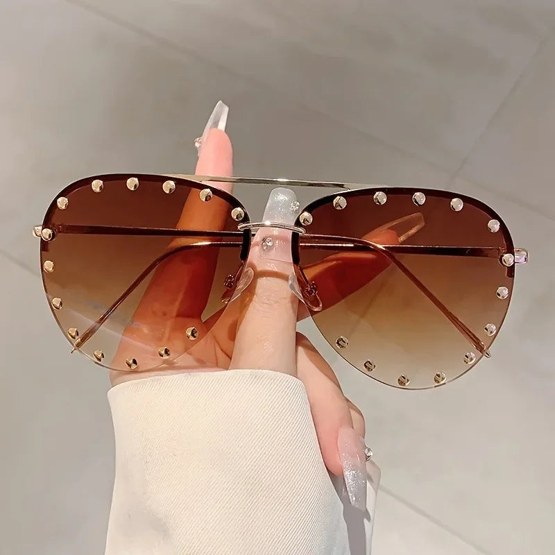 Rimless Luxury Colored Sunglasses - UV400