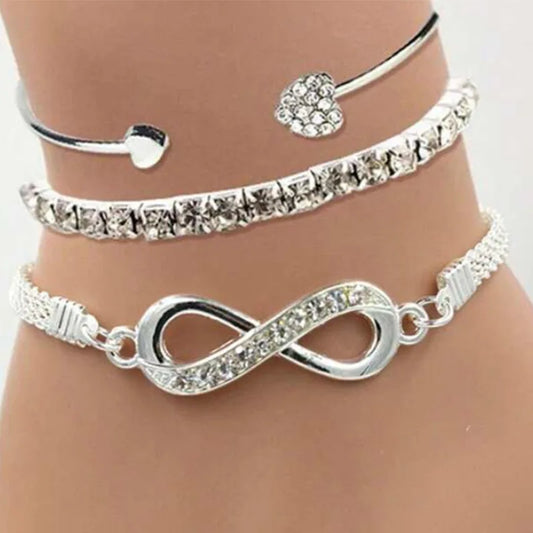 Crystal Rhinestone Heart Bracelets