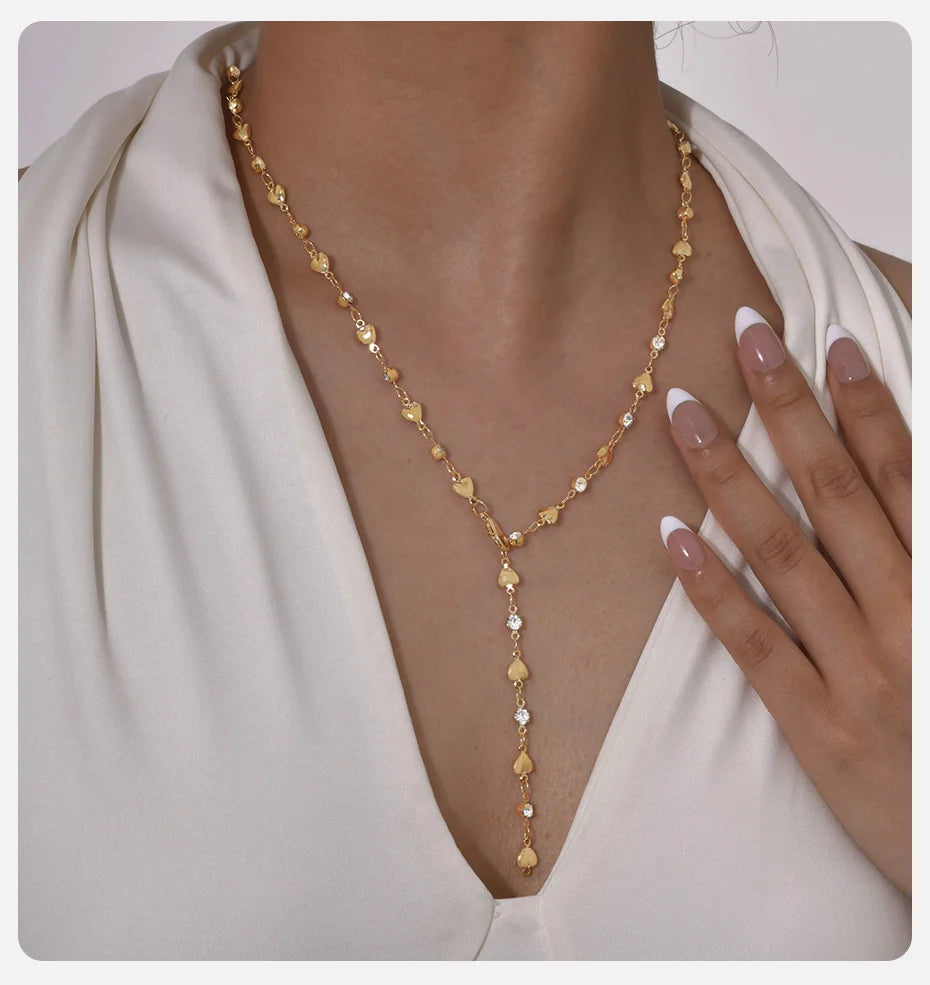 Dainty Colorful Glass Long Y-shaped Necklace