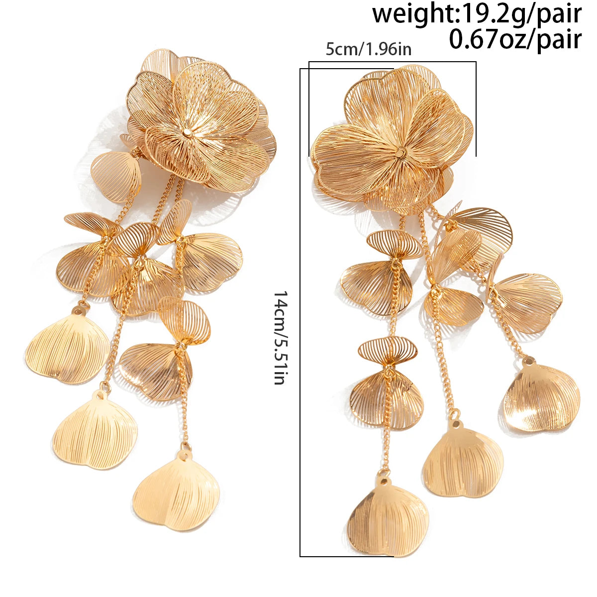 Romantic Leaf Petal Flower Drop Earrings